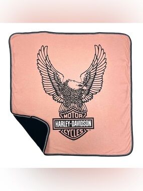 Harley-Davidson Baby Girls' Up-Winged Eagle Receiving Blanket, Dusty Pink/Black